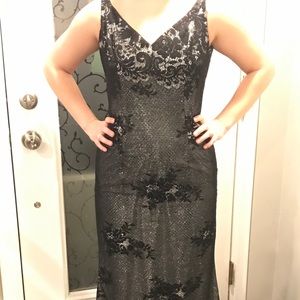 Black formal dress with silver sequin underneath